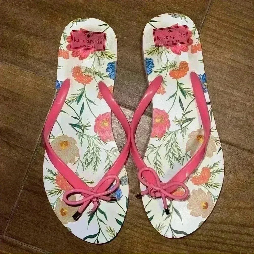 Kate Spade Petunia Pink Floral Flip Flop Sandals Size 9-10